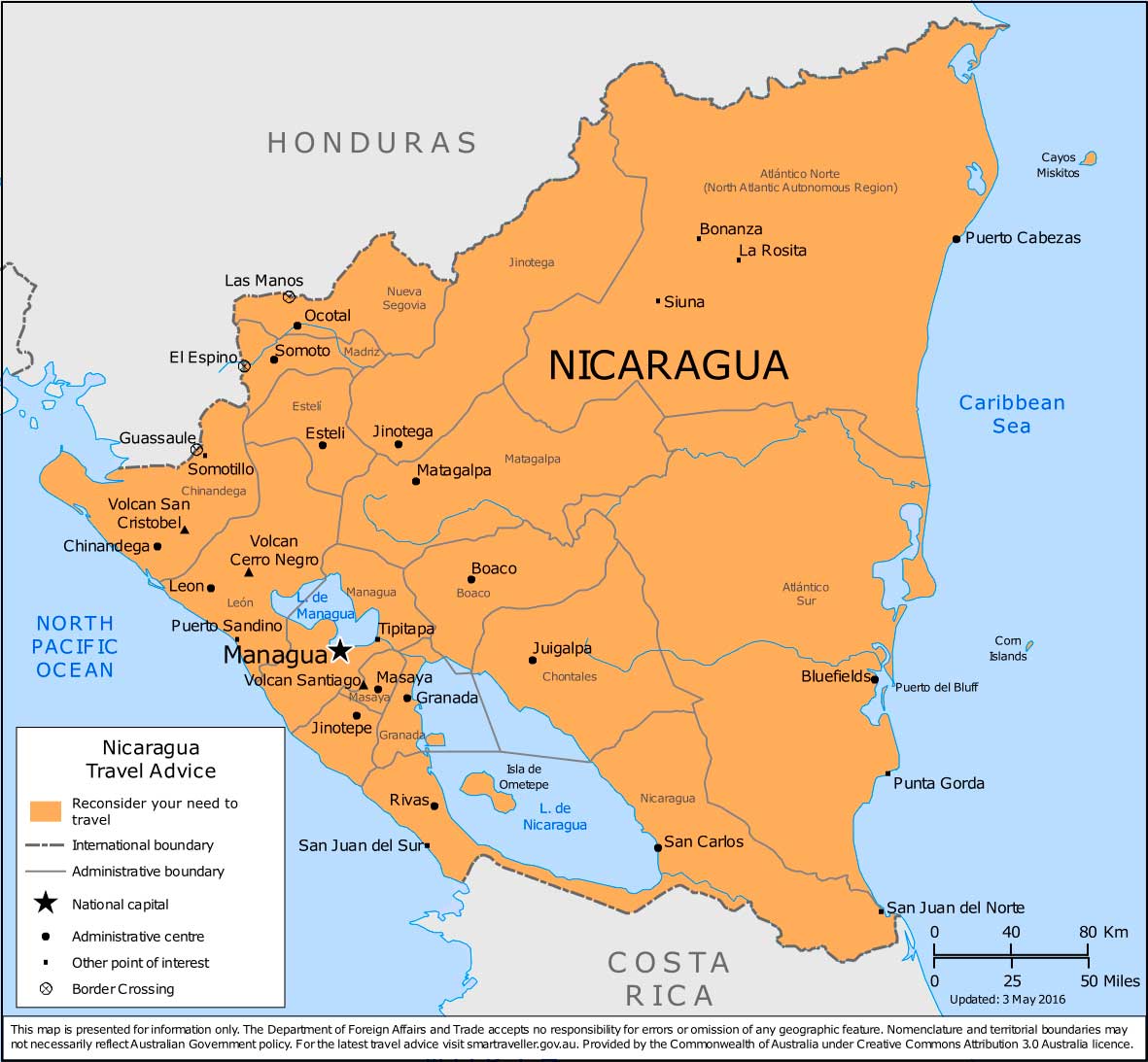 code pour appeler nicaragua